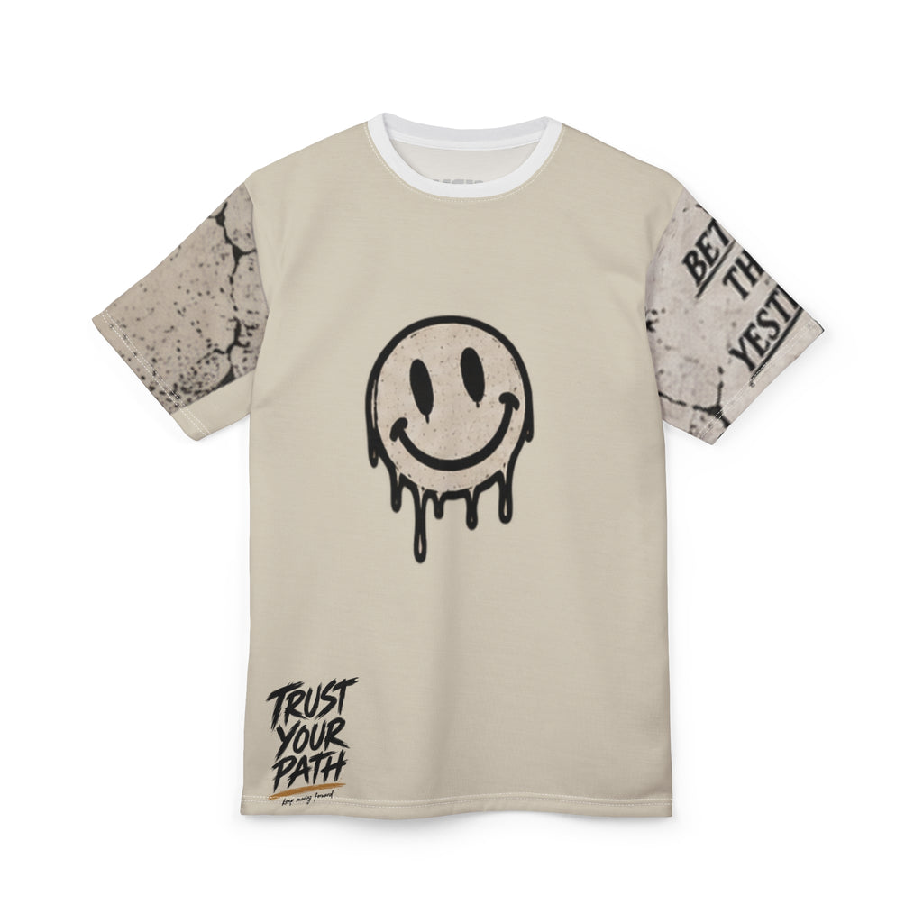 Dripping Smile Graphic Tee — 'Trust Your Path' All-Over Print — product photo 2 of 4 | madeyourmark