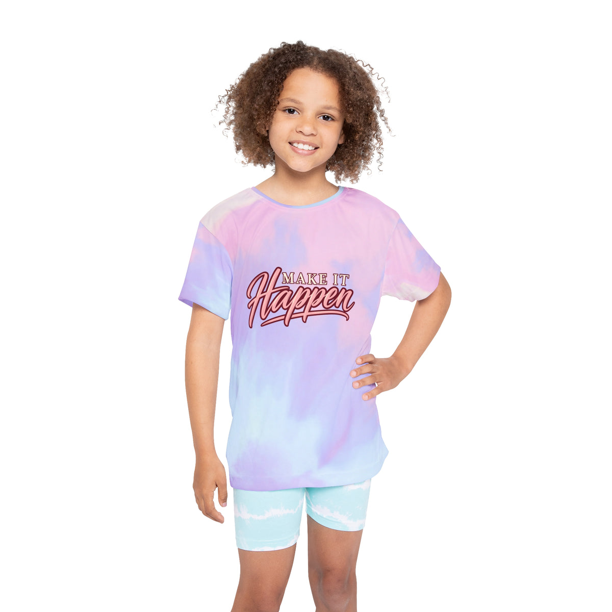 Make It Happen Kids Jersey — Pastel Tie-Dye Sports Tee