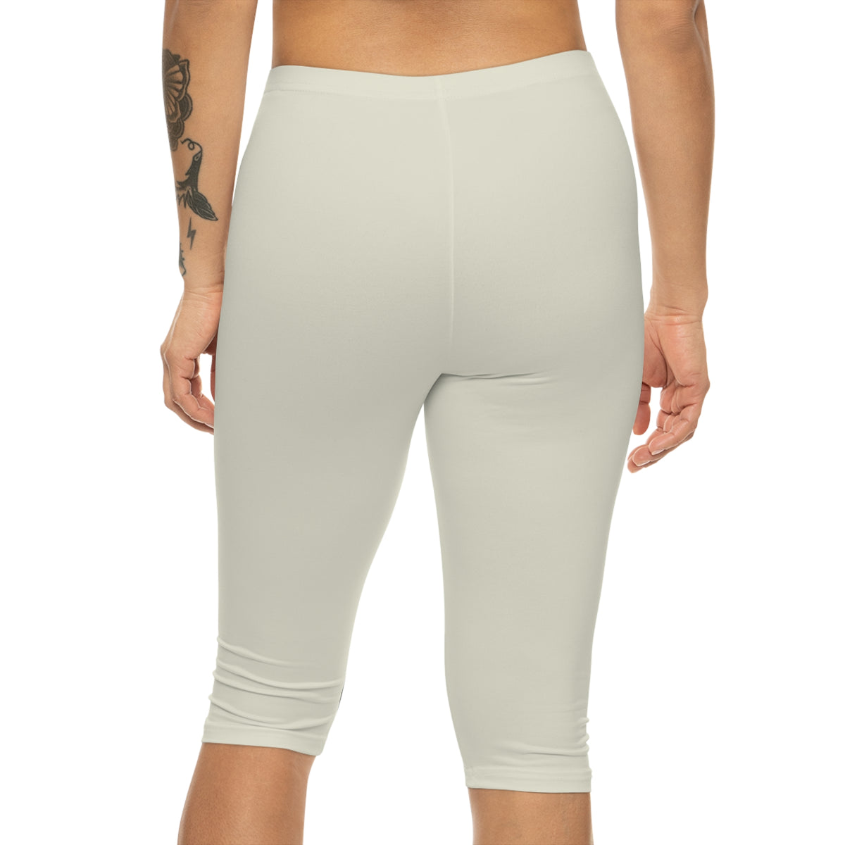 Solid Cream Women’s Capri Leggings — Comfortable Mid-Calf Activewear