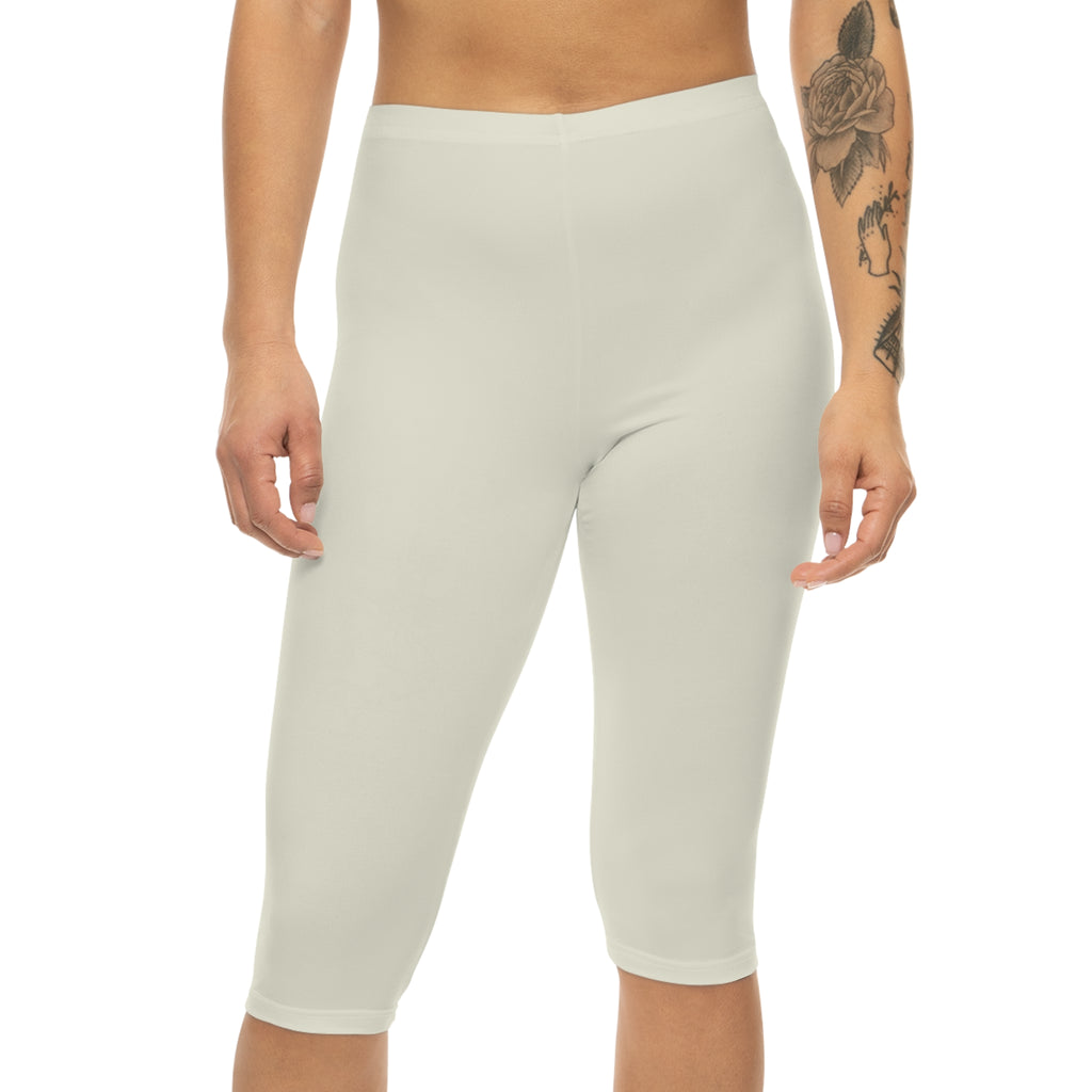 Solid Cream Women’s Capri Leggings — Comfortable Mid-Calf Activewear