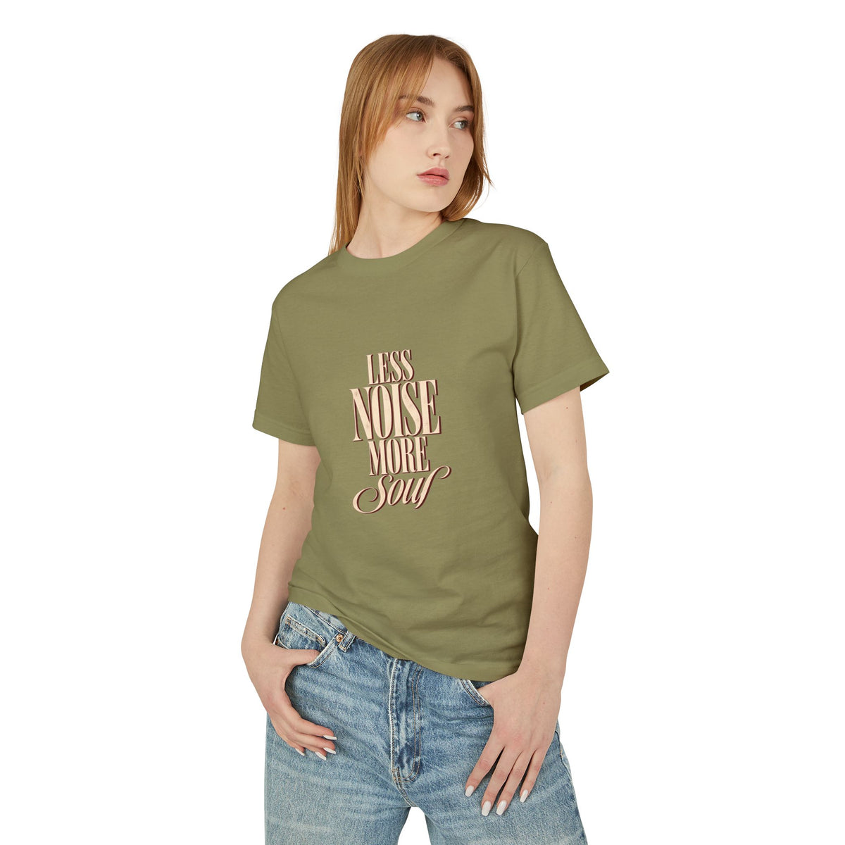 Less Noise More Soul Tee – Vintage Script