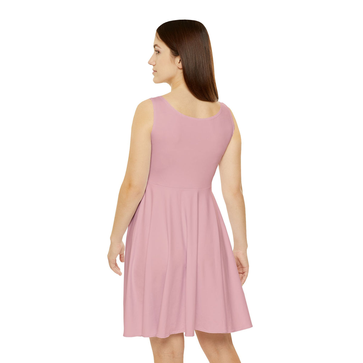 Pink AOP Skater Dress — Women's Flared Casual Dress