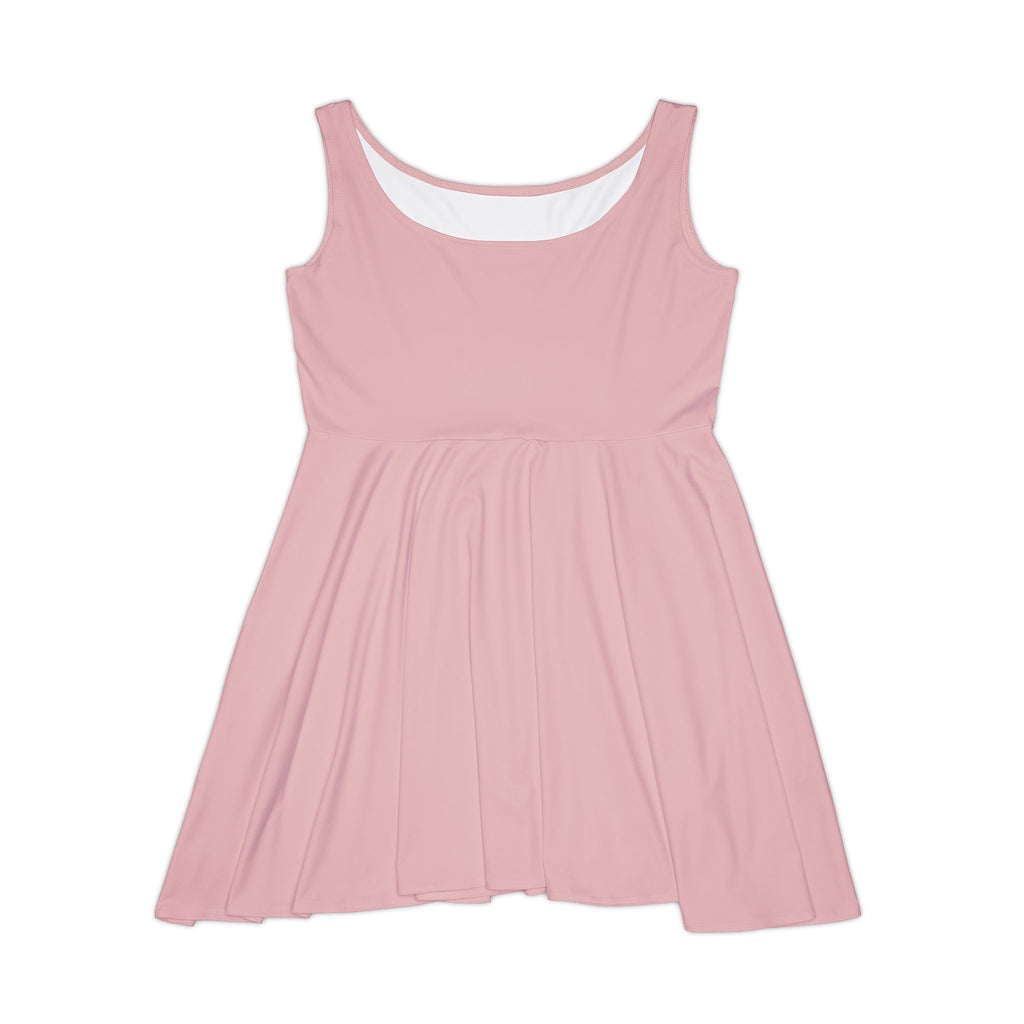 Pink AOP Skater Dress — Women's Flared Casual Dress