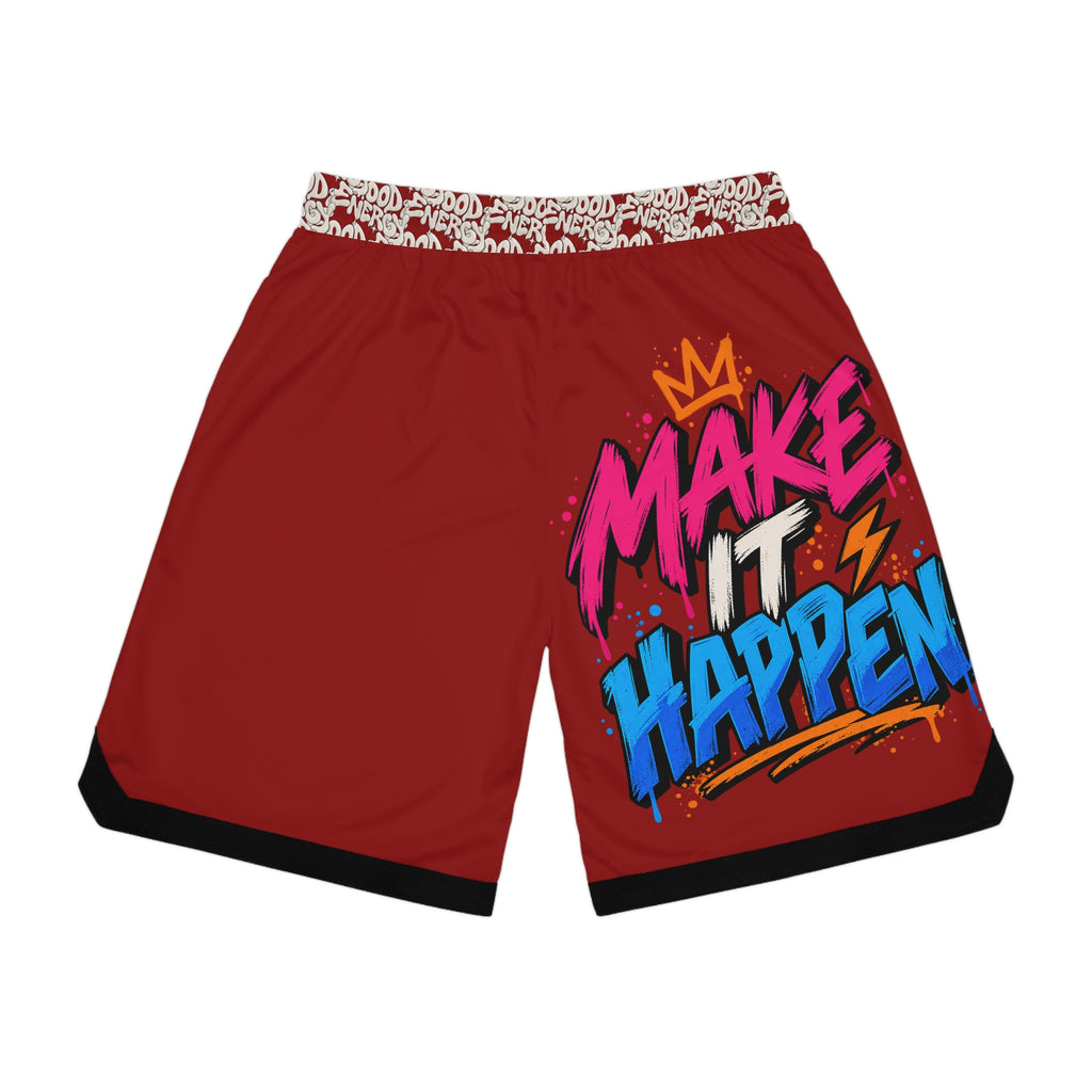Basketball Shorts - 'Make It Happen' Motivational Streetwear — product photo 2 of 4 | madeyourmark
