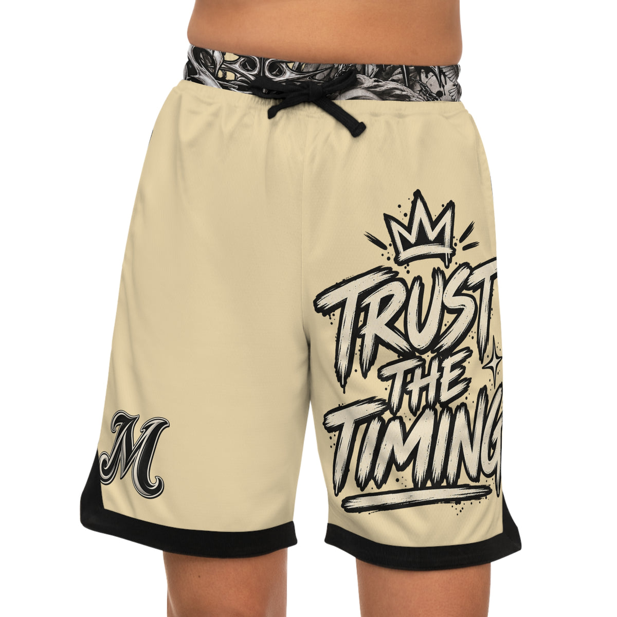 Basketball Shorts — "Trust the Timing" Graphic Rib Shorts