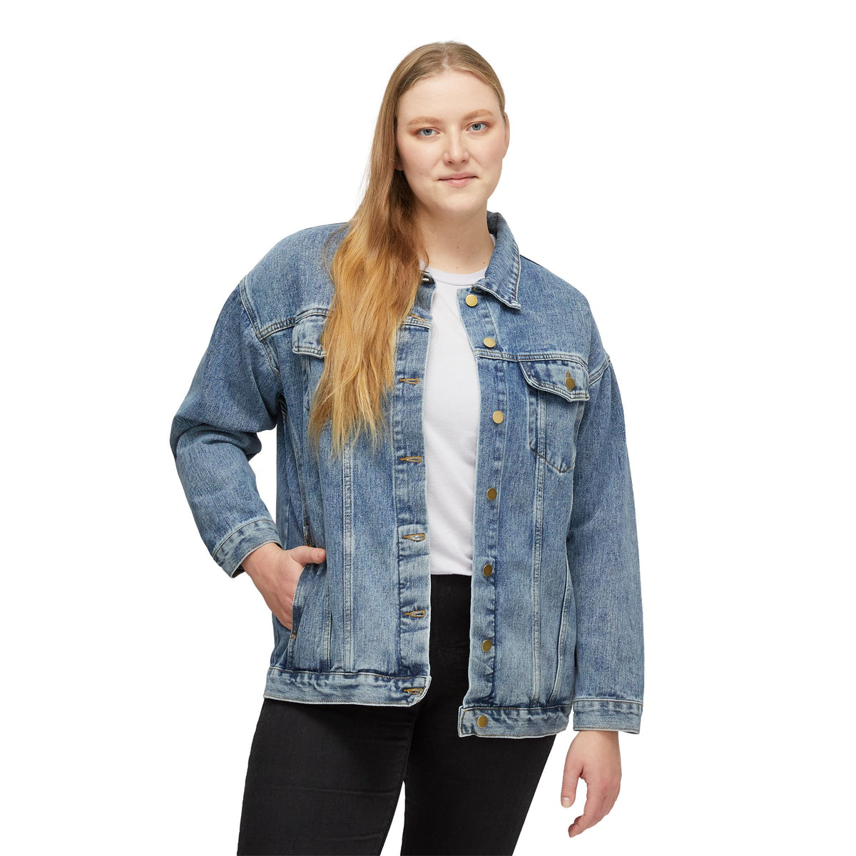 Women's Classic Denim Jacket – Vintage Wash Jean Jacket for Everyday Layering