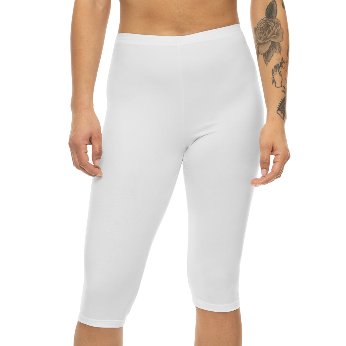 White Capri Leggings — Women's 3/4 Activewear Capri