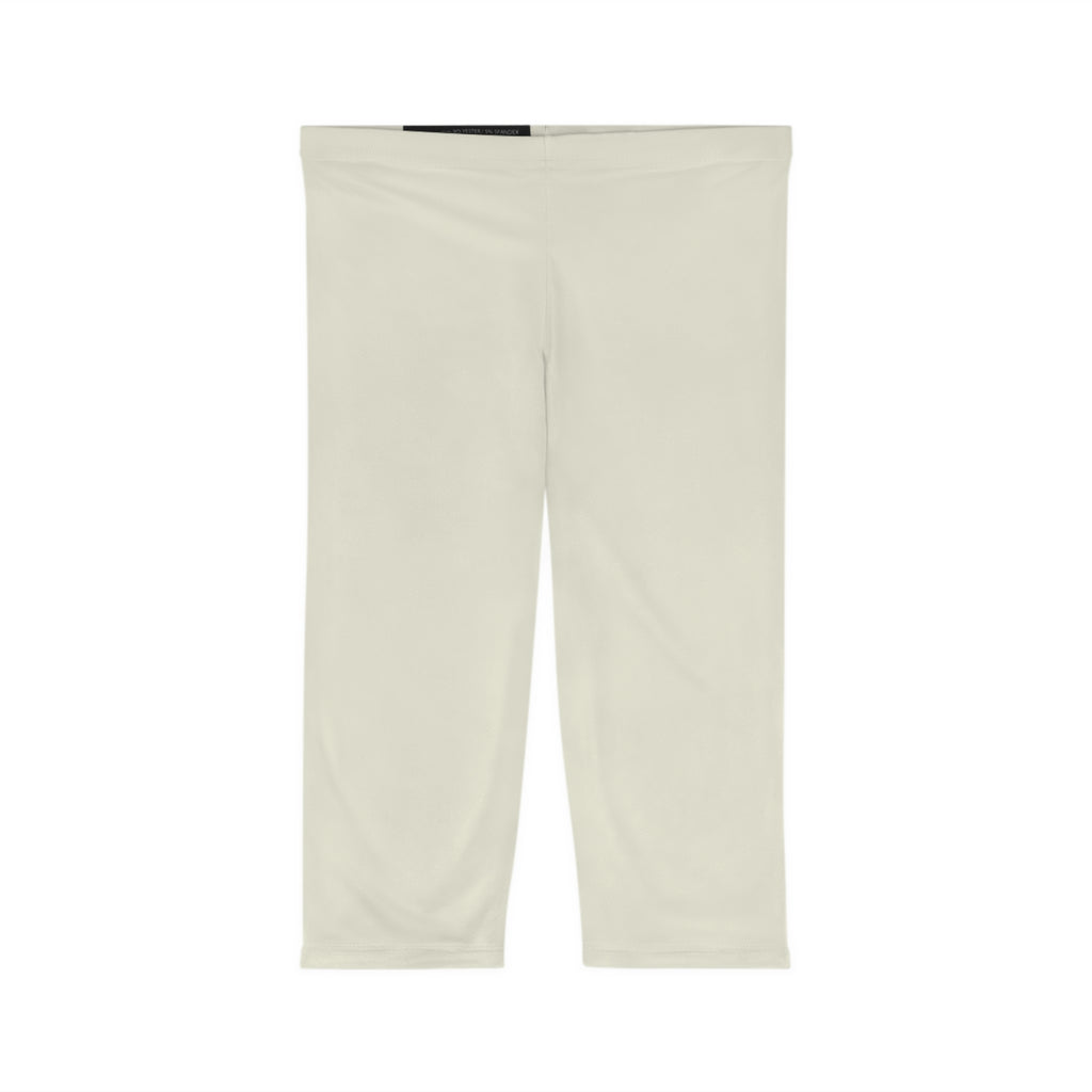 Solid Cream Women’s Capri Leggings — Comfortable Mid-Calf Activewear